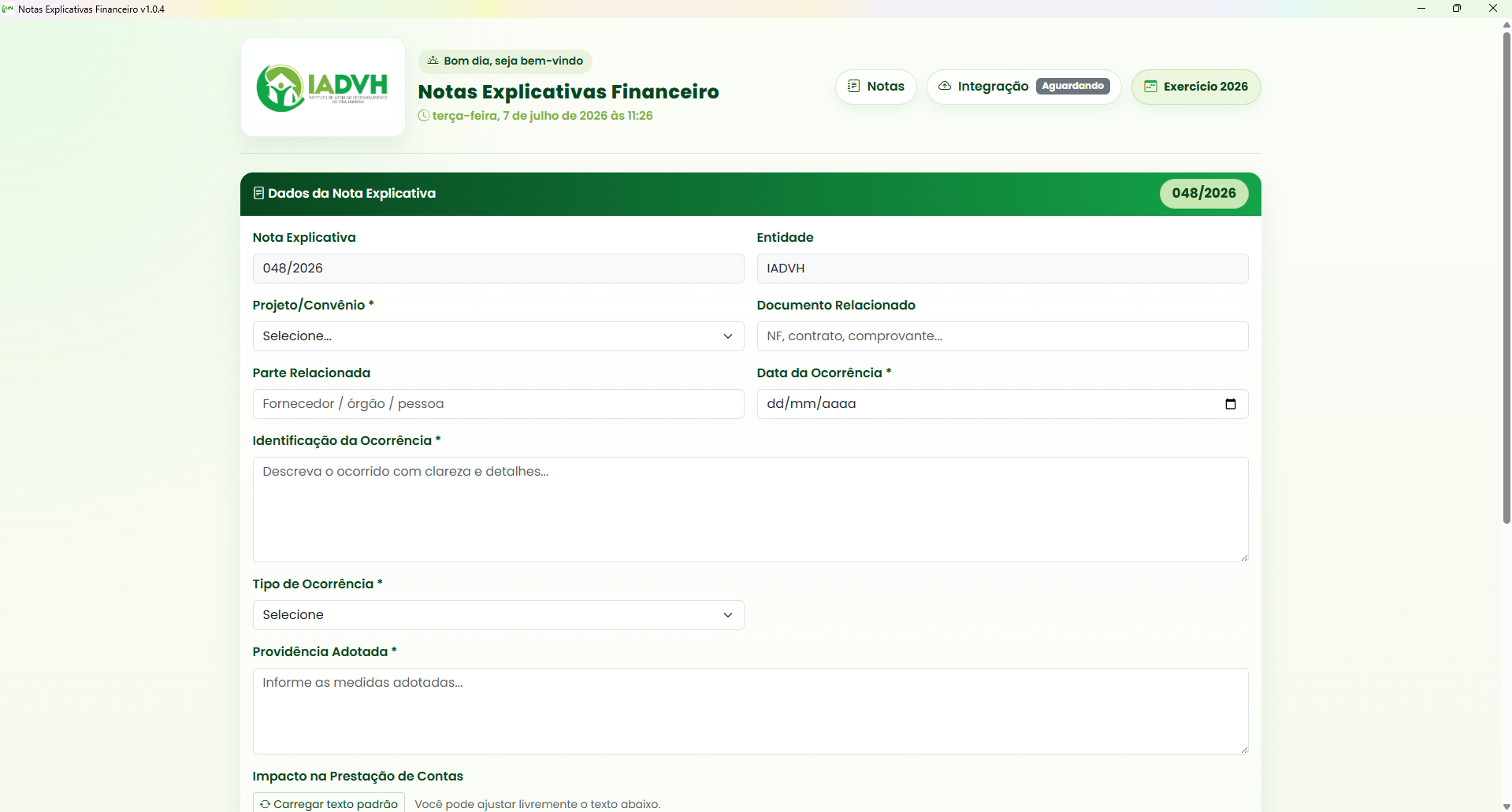 SENEFIN — Notas explicativas Financeiro
